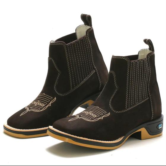 Imagem de Bota Feminina RR Botas Texana Country em Couro com Bordado Details Bico Quadrado