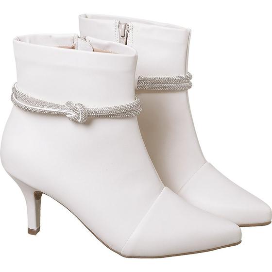 Bota Feminina Salto fino baixo cano médio strass brilhos - Main Image