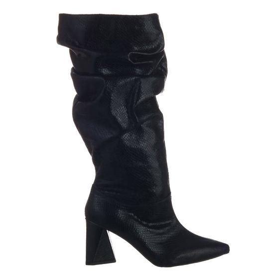 Imagem de Bota Feminina Slouchy Salto Médio Triangular 23021 Cristal Preto