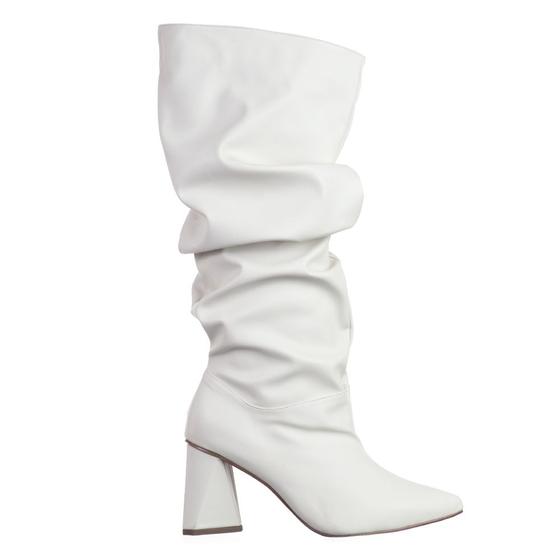 Imagem de Bota Feminina Slouchy Salto Médio Triangular 23021 Napa Off White