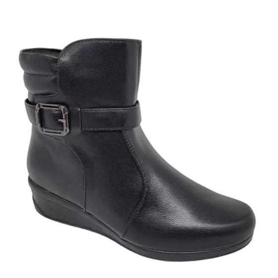 Imagem de Bota Feminino Cano Baixo Mooncity Ziper Moda Anabela 71104