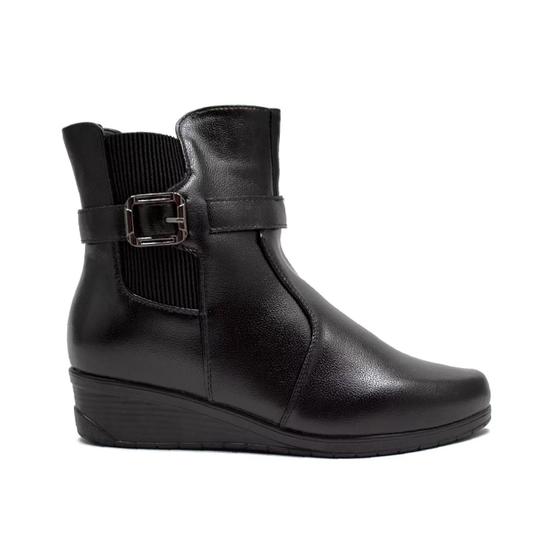 Imagem de Bota Feminino Cano Baixo Mooncity Ziper Moda Anabela 71107