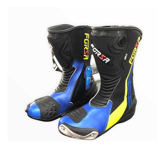 Imagem de Bota Forza Long Rider Azul E Amarela Tamanho 41Br