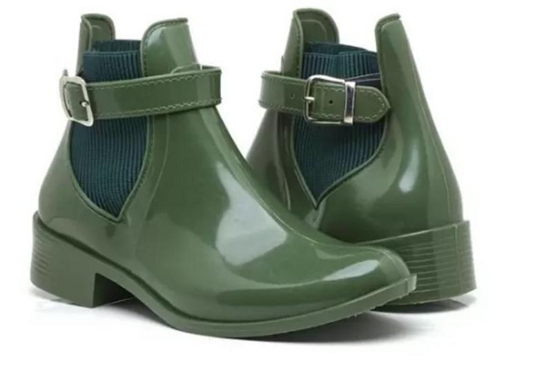 Imagem de Bota Galocha Coturno Feminino Para Trabalho Impermeável Chuva Fechamento com Fivela - Spacemanshoes