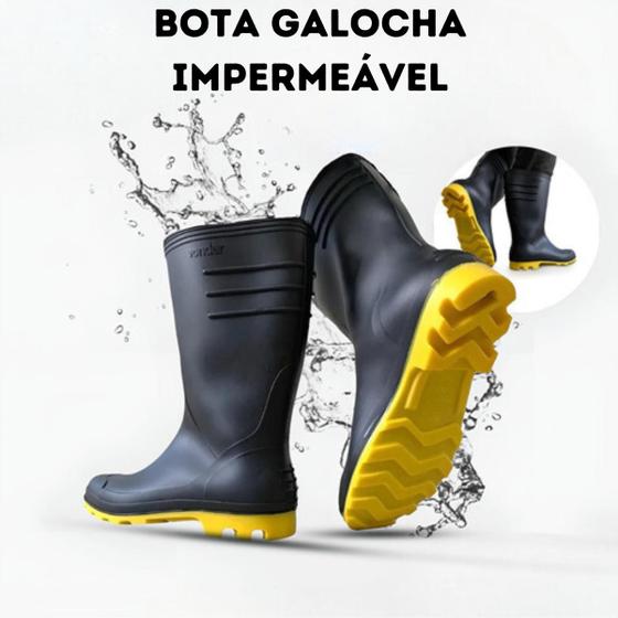 Imagem de Bota Galocha Pvc Forrada Impermeável Leve Antiderrapante