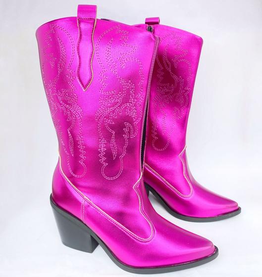 Imagem de Bota Hannah Texana Rosa Metalizado/Preto Dona Be