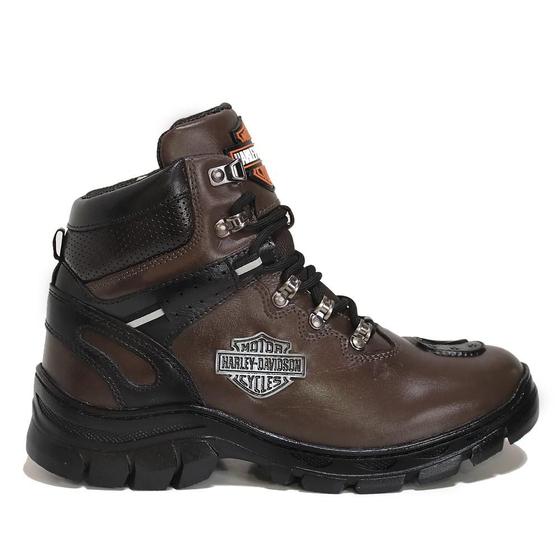 Imagem de Bota Harley Davidson Masculina Motociclista em Couro com Palmilha GEL Protetor de Cambio Força e Resistencia HD-2998