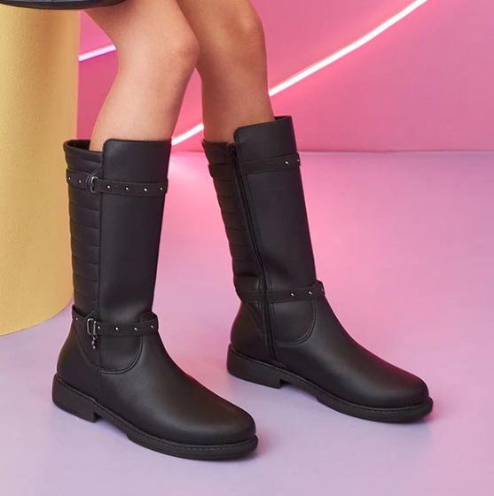 Pampili Safira Infantil Cano Longo Bota Infantil Pampili Preta