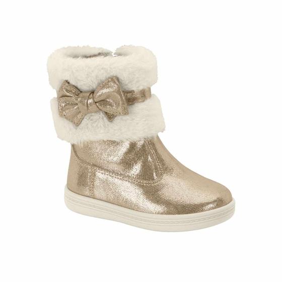 Imagem de Bota Infantil Menina Molekinha Napa Berlim Pelo Almere- Dourado Branco OFF