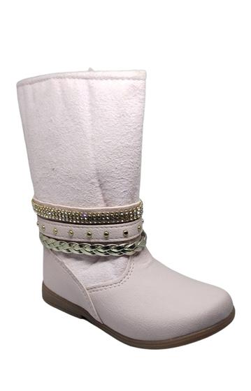 Imagem de Bota Infantil Rosa Strass Dourado Cano Longo Ortobaby 6102