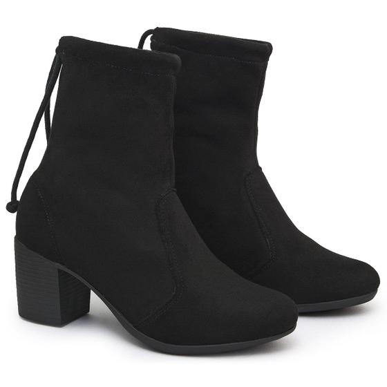 Imagem de Bota Linda FEminina Suede Preto Estilosa Saltinho Confortavel