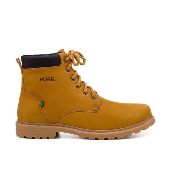 Bota Masculina Amarela Fork Estilo Couro Cadarço Menor preço em Bota Masculina Amarela Fork Estilo Couro Cadarço