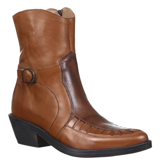 Imagem de Bota Masculina Bico Fino Caramelo com Ziper Lateral Cow Way 33165