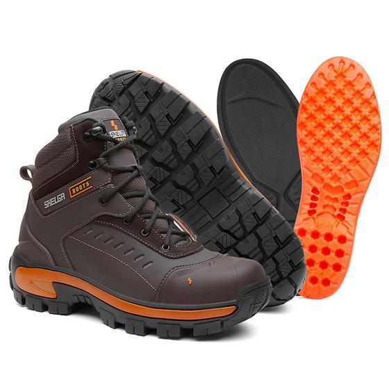 Imagem de Bota Masculina Bico PVC Couro Resistente Leve Macio NL269