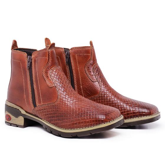 Imagem de Bota Masculina Bico Quadrado Cano Curto Texana Sola Costurada