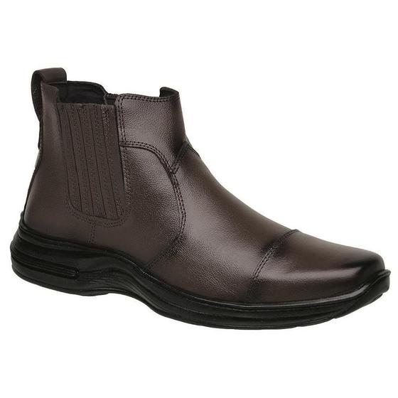 Imagem de Bota Masculina Cano Couro Médio Social Casual Elástico