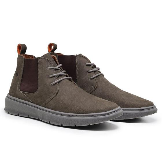 Imagem de Bota Masculina Cano Curto Couro Cadarço Moderna Casual