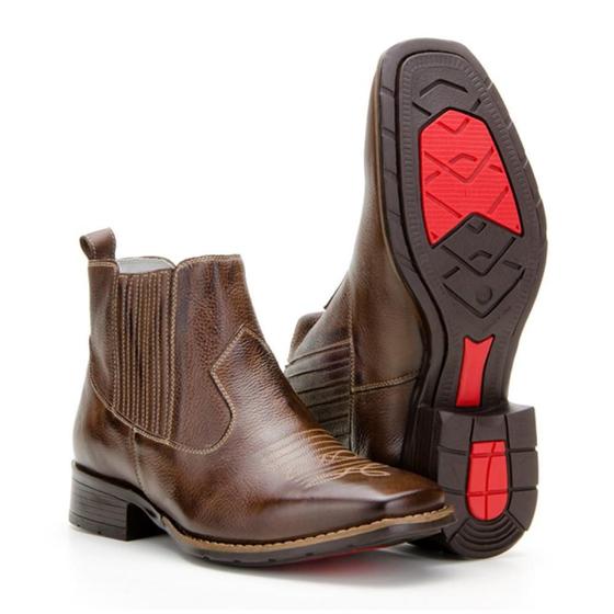 Imagem de Bota Masculina Cano Curto Couro Country Capelli Boots Café 37