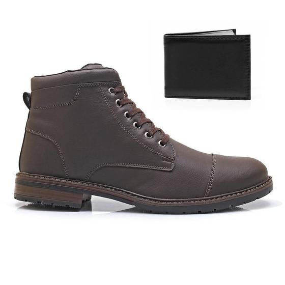 Imagem de Bota Masculina Casual Com Carteira Hencco Coturno Cano Baixo Confortável Macio Leve