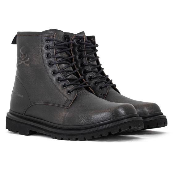 Imagem de Bota Masculina Cavalera Hector Couro Confortável Cano Médio Com Zíper Cadarço 62110041