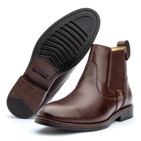 Imagem de Bota Masculina Chelsea em Couro Confortável Montaria country Botina