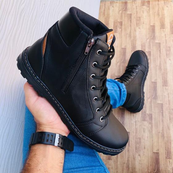 Imagem de Bota Masculina Coturno Confortável Resistente Lançamento com zíper - Calce fácil - solado costurado