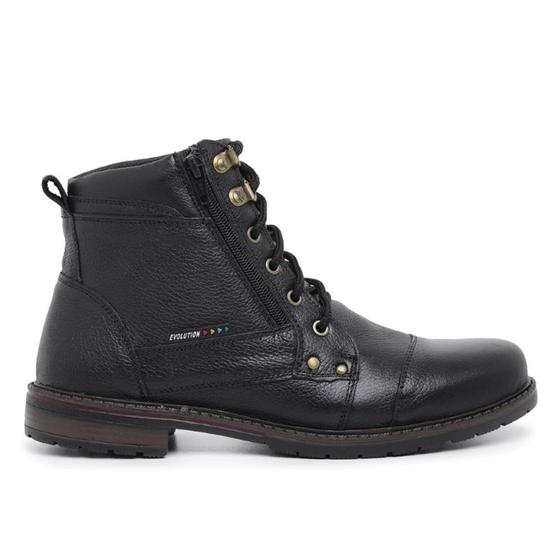 Imagem de Bota Masculina Coturno Couro Bovinos Milital Confortavel 400Preto