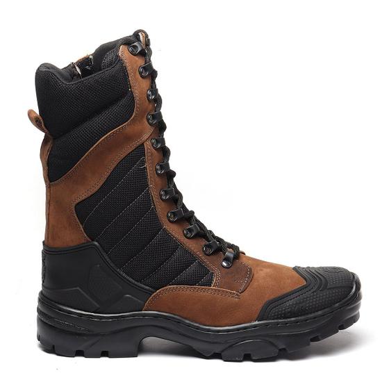 Imagem de Bota Masculina Coturno Couro Militar Cano Médio Confortável Casual Adventure Estilo Conforto