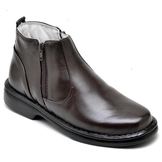 Imagem de Bota Masculina Couro Casual Leve Zíper Conforto Dia a Dia