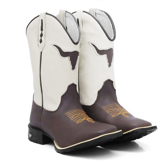 Imagem de Bota Masculina de Couro Texana Cano Longo Alto Country Brete Boots