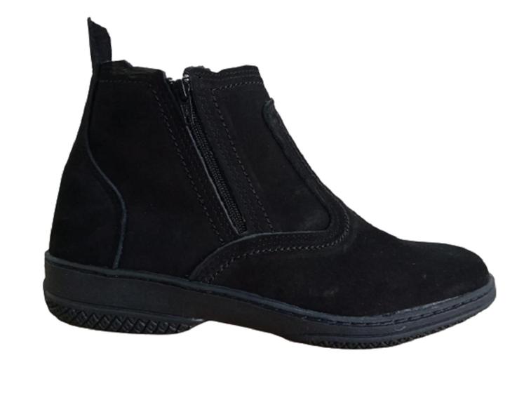 Imagem de Bota Masculina Em Couro Botina Cor Preta Com Ziper Fecho Botinha Pra Trabalho Passeio igreja Reuniao