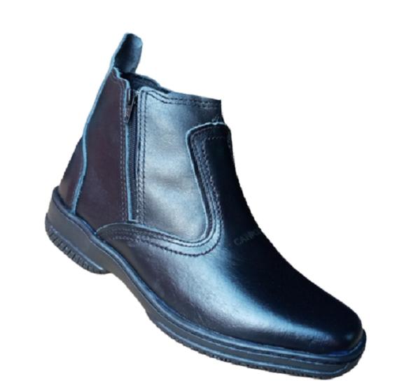 Imagem de Bota Masculina Em Couro Com Ziper Botina Social Casual Reforçada Forte Confortável 2220 Preta Cor