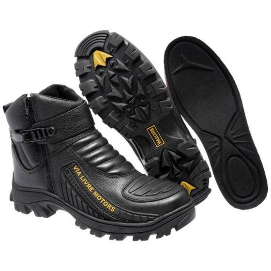 Imagem de Bota Masculina Motoqueiro de Couro Linha Premium Cor Preto