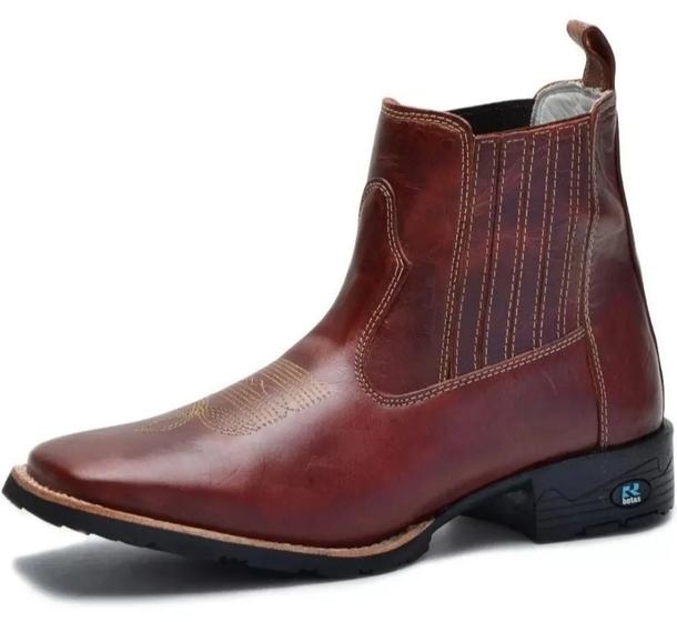 Bota Masculina RR Botas Texana Country em Couro Bico Quadrado Menor preço em Bota Masculina RR Botas Texana Country em Couro Bico Quadrado