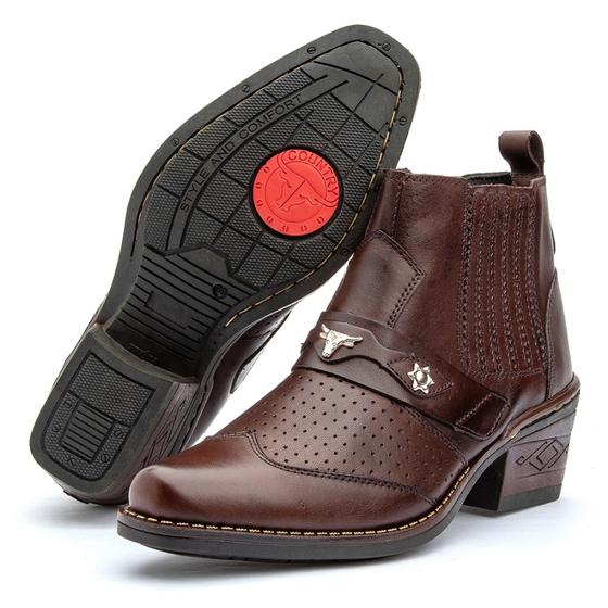 Imagem de Bota Masculina Texana Country Elastico Couro Legitimo