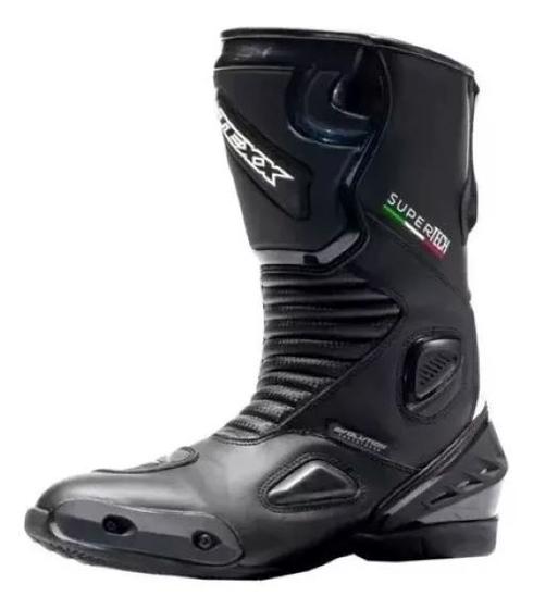 Imagem de Bota Moto Texx Super Tech V2 Esportiva Couro Cano Longo