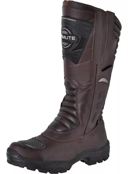 Imagem de Bota Motociclista Cano Alto Militar Logo Azimute - Elite - Café