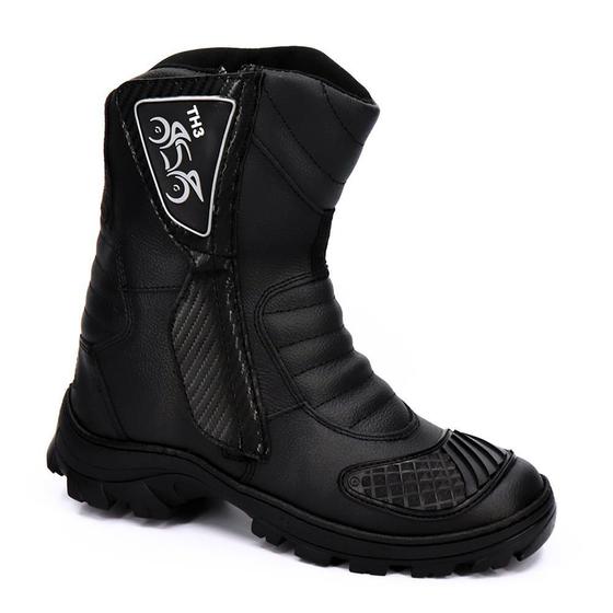 Imagem de Bota Motociclista Masculina Couro Cano Alto Costurada