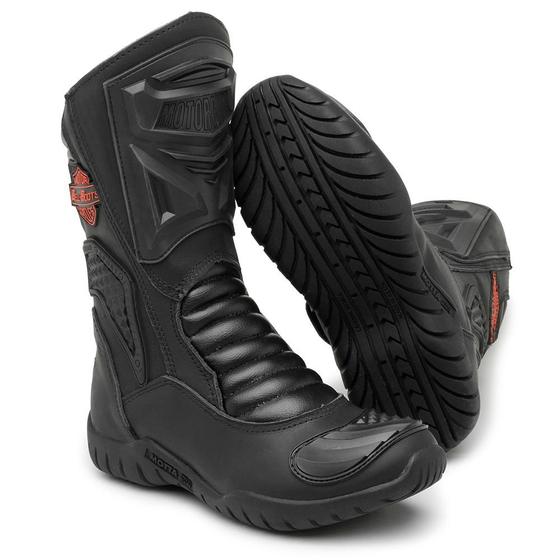 Imagem de Bota Motociclista Masculina Couro Cano Longo Conforto