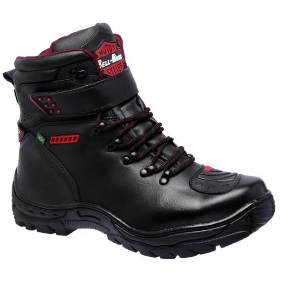 Imagem de Bota Motociclista Masculina Couro Cano Médio Conforto