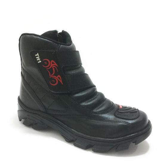 Imagem de Bota Motociclista Masculina Couro Zíper Confortável