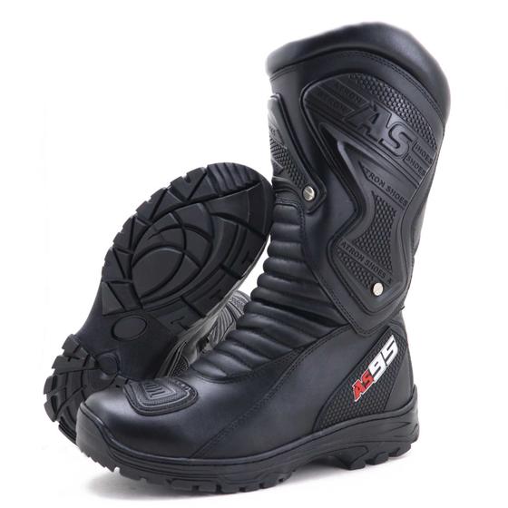 Imagem de Bota Motociclista Masculino em Couro Cano Alto Atron Shoes Preto