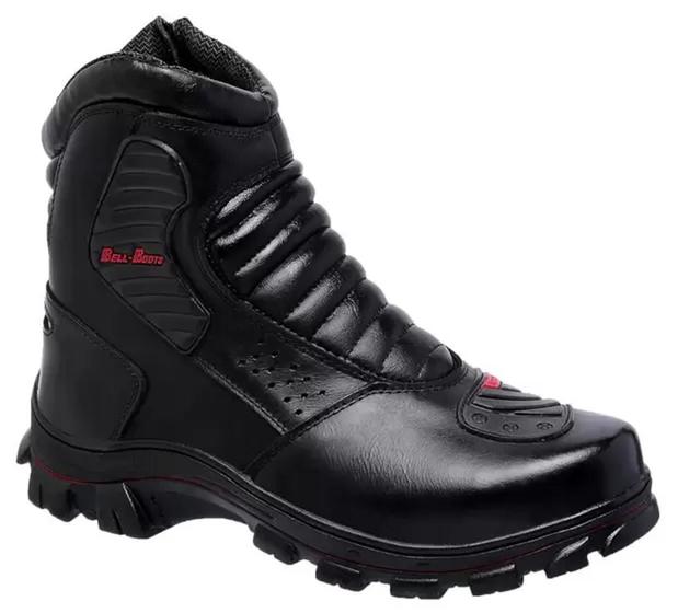 Imagem de Bota Motoqueiro Adventure Masculina Em Couro Impermeável Super Resistente