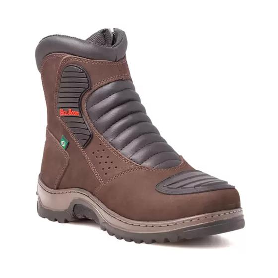 Imagem de Bota Motoqueiro Adventure Masculina Em Couro Impermeável Super Resistente