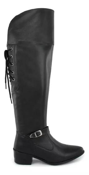Imagem de Bota Over Feminina Plus Size Panturrilha Grossa Zíper Latera