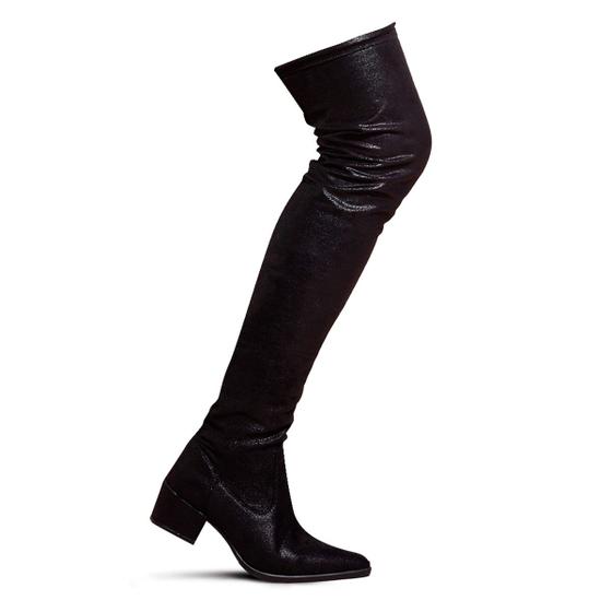 Imagem de Bota Over Stretch Fashion Cano Alto Festas de Inverno Moda Feminina