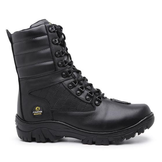 Imagem de Bota Patrulha Coturno Tático Preta Em Couro Master Boots