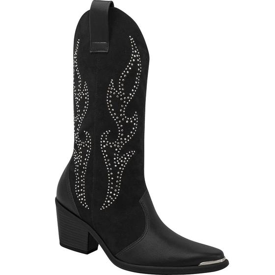 Imagem de Bota Piccadilly Brilho Feminina Microfibra Preto 761008 1