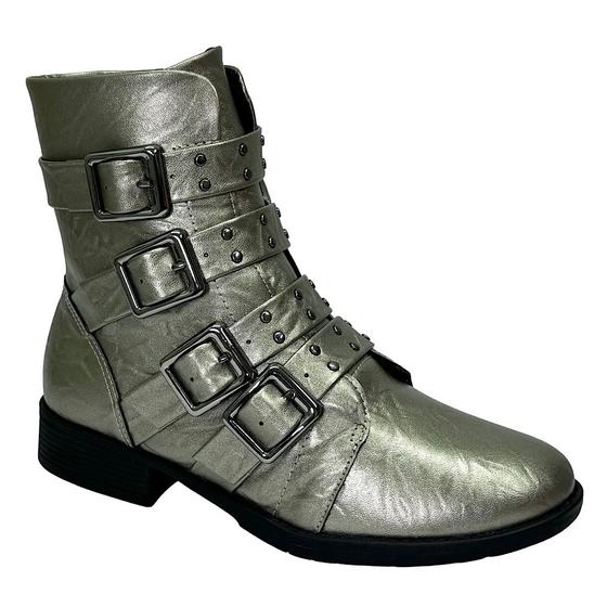 Imagem de Bota Piccadilly Coturno Leci Fivelas Cano Curto 653006 Pewter