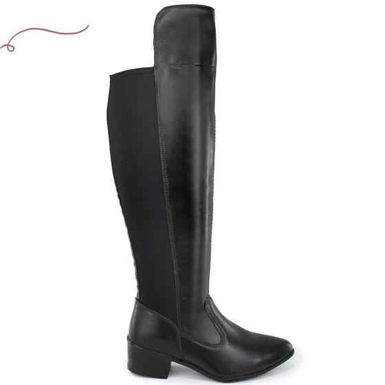 Imagem de Bota plus size Over moda inverno confortável Neoprene Com Zíper Lateral Preto